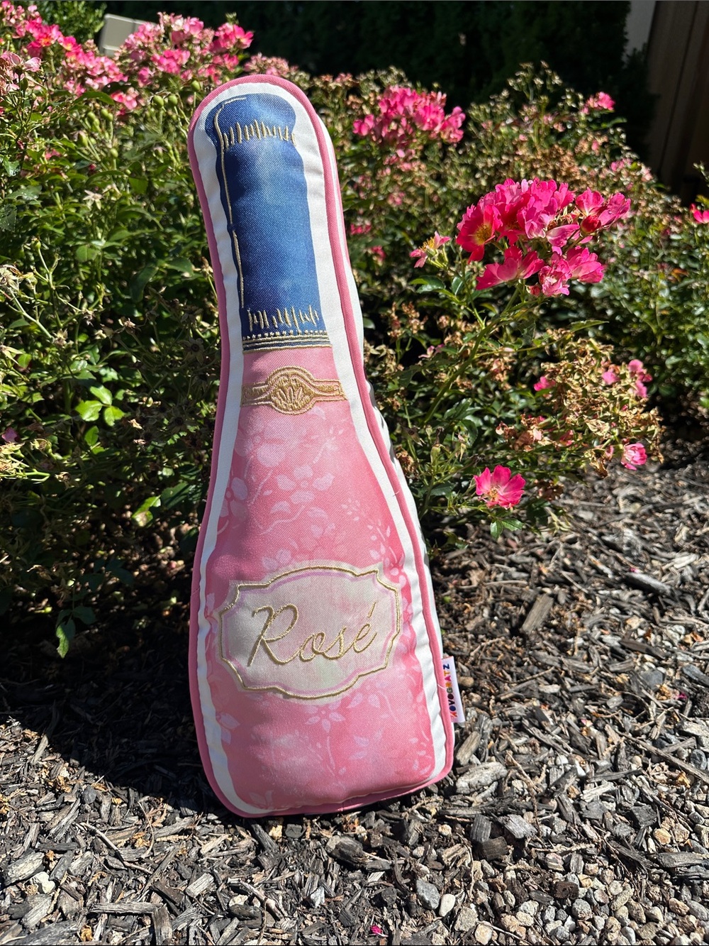 Pink Rosé Bottle Accent Pillow - Decorative Home Accent